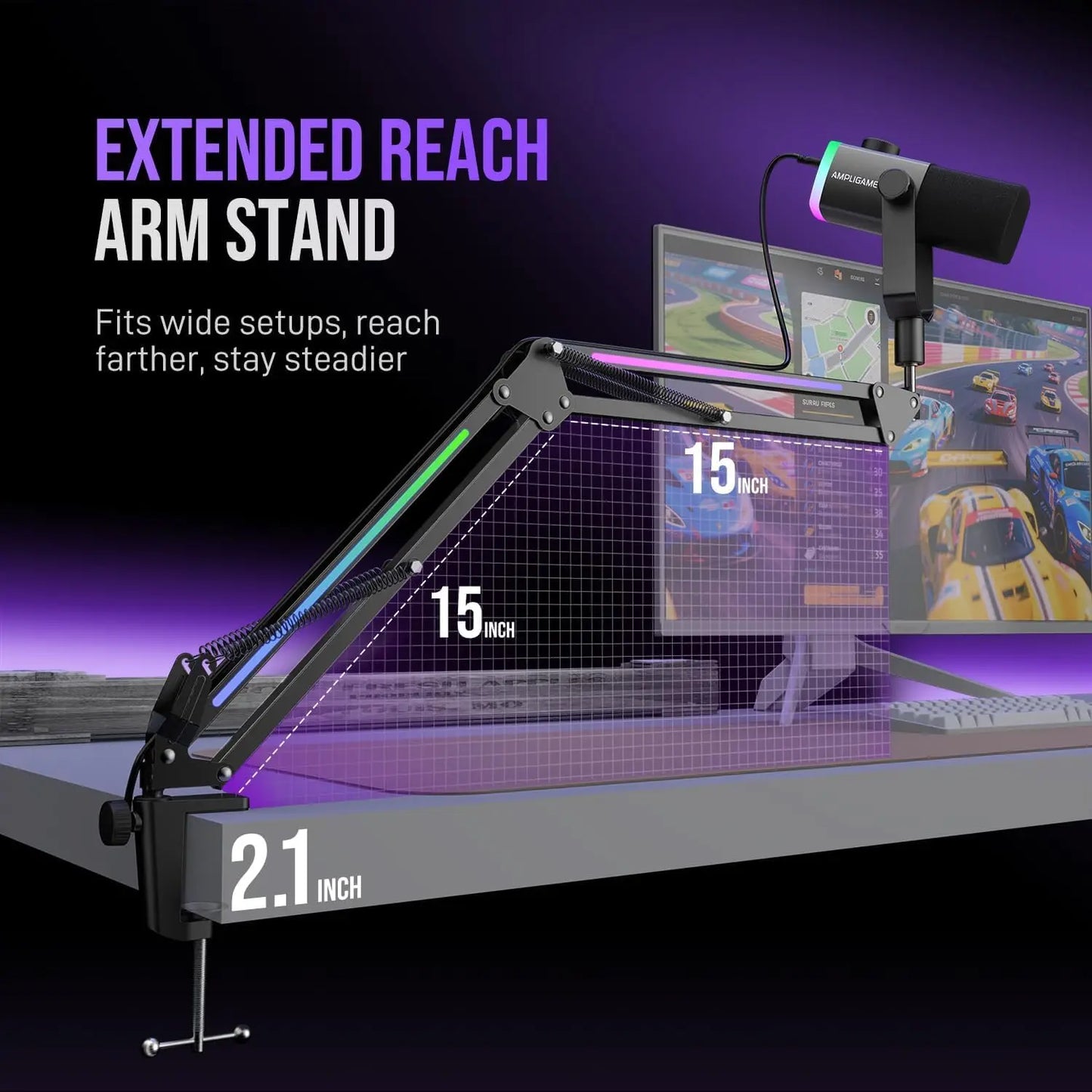 FIFINE BM38 RGB Microphone Boom Arm