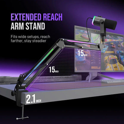 FIFINE BM38 RGB Microphone Boom Arm