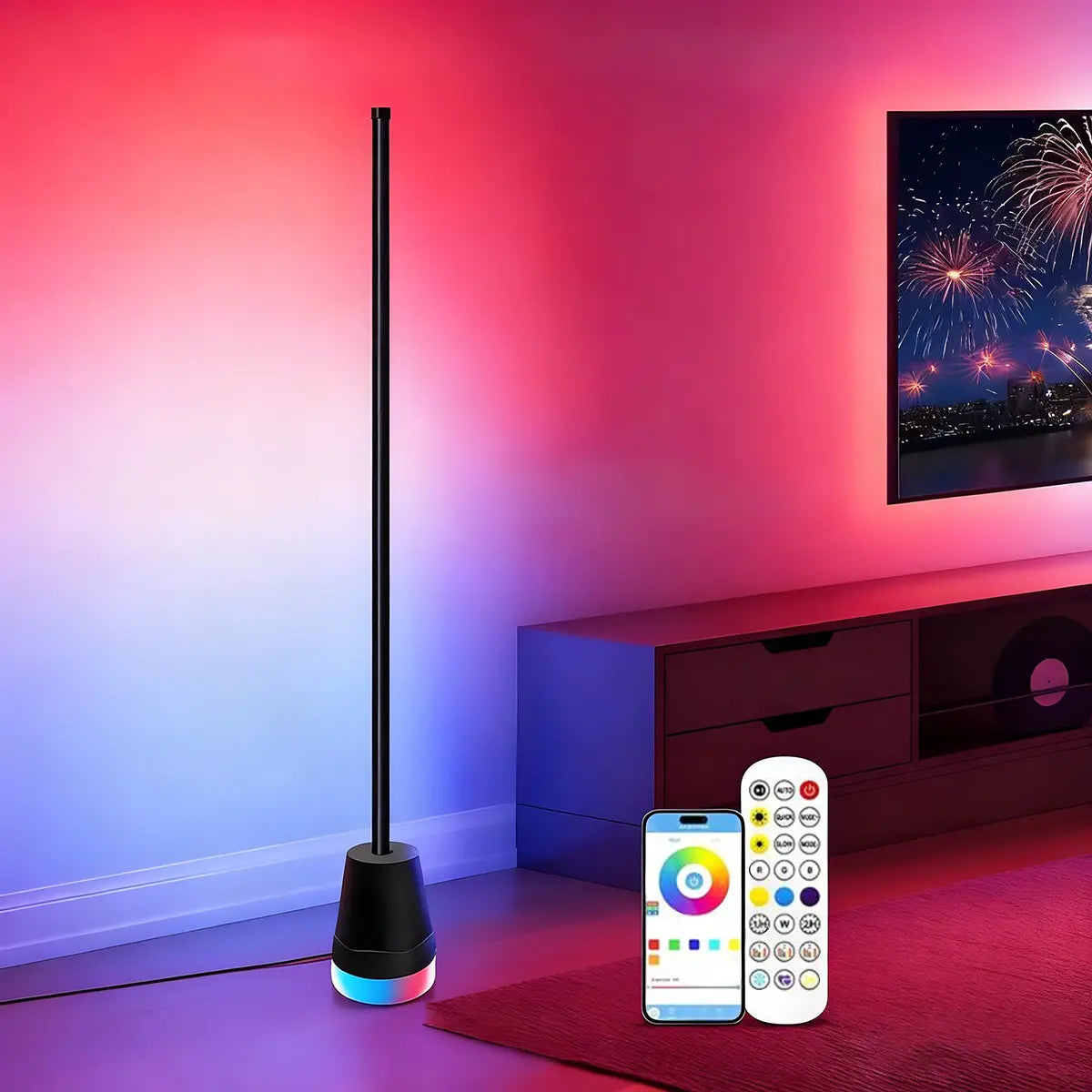 Smart RGB LED Corner Floor Lamp,172 Leds Bright Standing Lamps for Living Room with APP and Remote