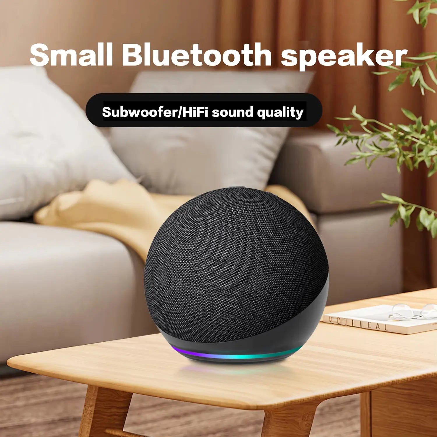 2026 Compact Mini Spherical Bluetooth Portable Waterproof Speaker - Usb-Powered Wireless Bass Sound System with RGB Light, Card Connection for Outdoor Camping & Hiking, Summervibes