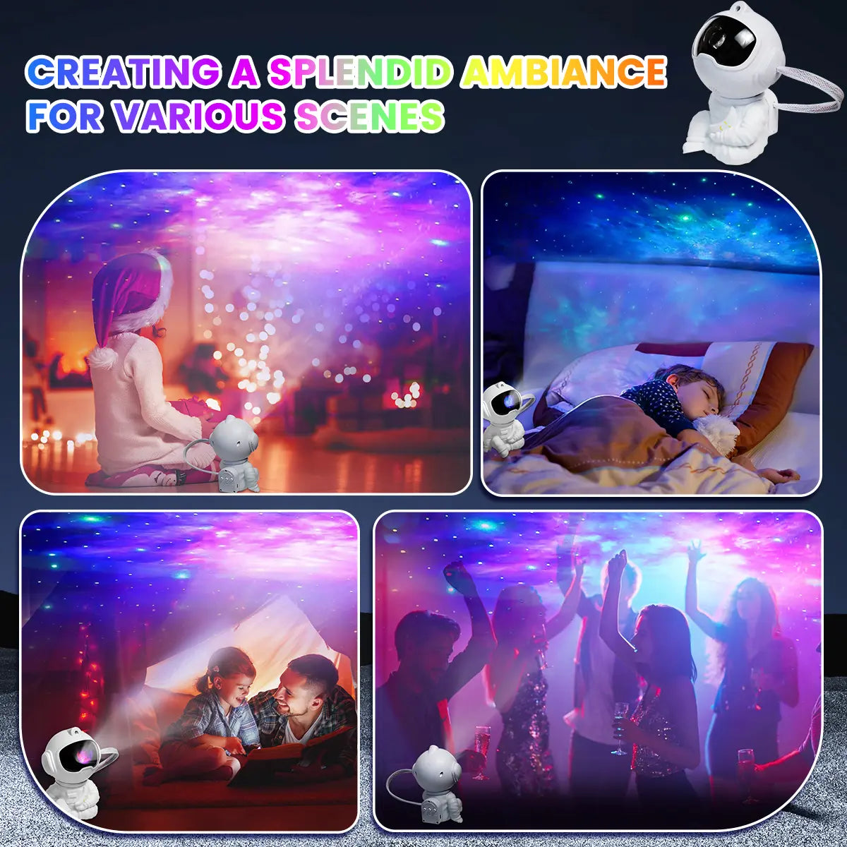 Astronaut Star Projector Galaxy Night Light