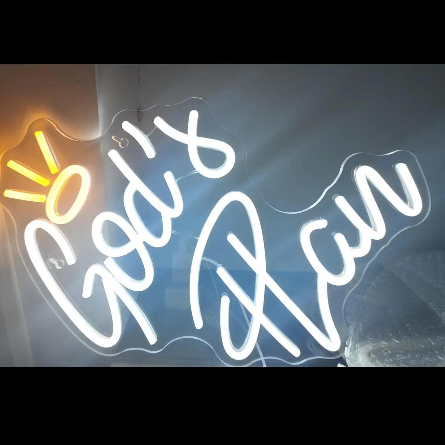 "God'S Plan" Neon Sign, Crown Shaped Design LED Neon Light