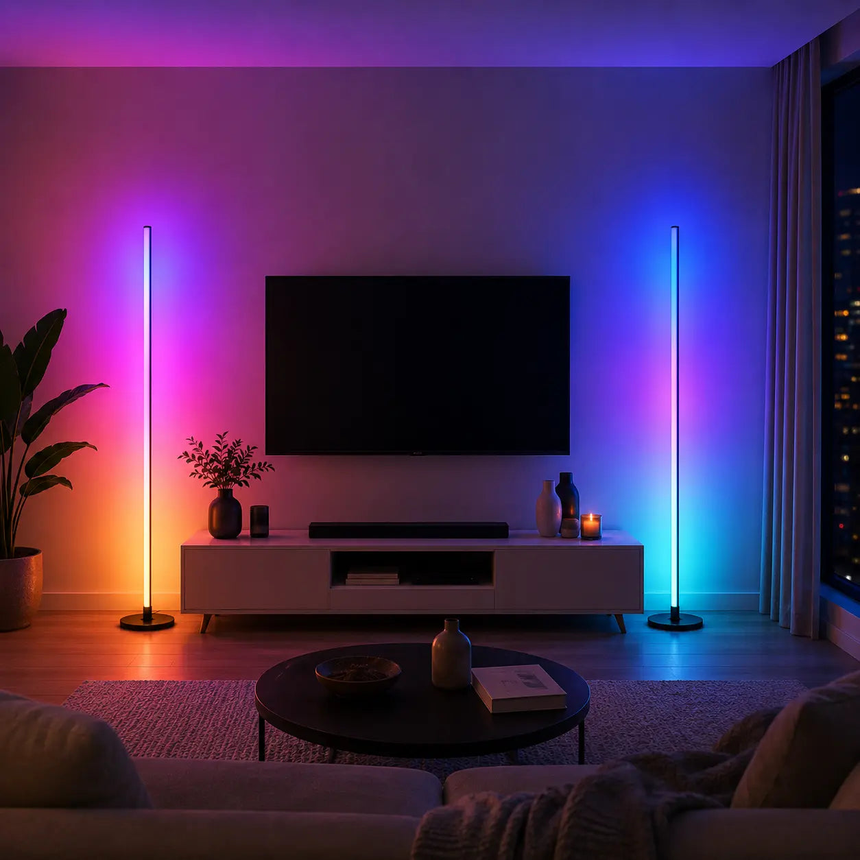 Smart RGB Floor Lamp with 16M Colors & Music Sync – App/Remote Controlled LED