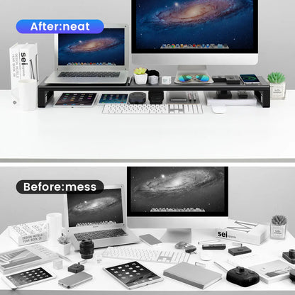 Dual Monitor Stand Aluminum Monitor Riser with Wireless Charging and 4 USB 3.0 Hub Ports 