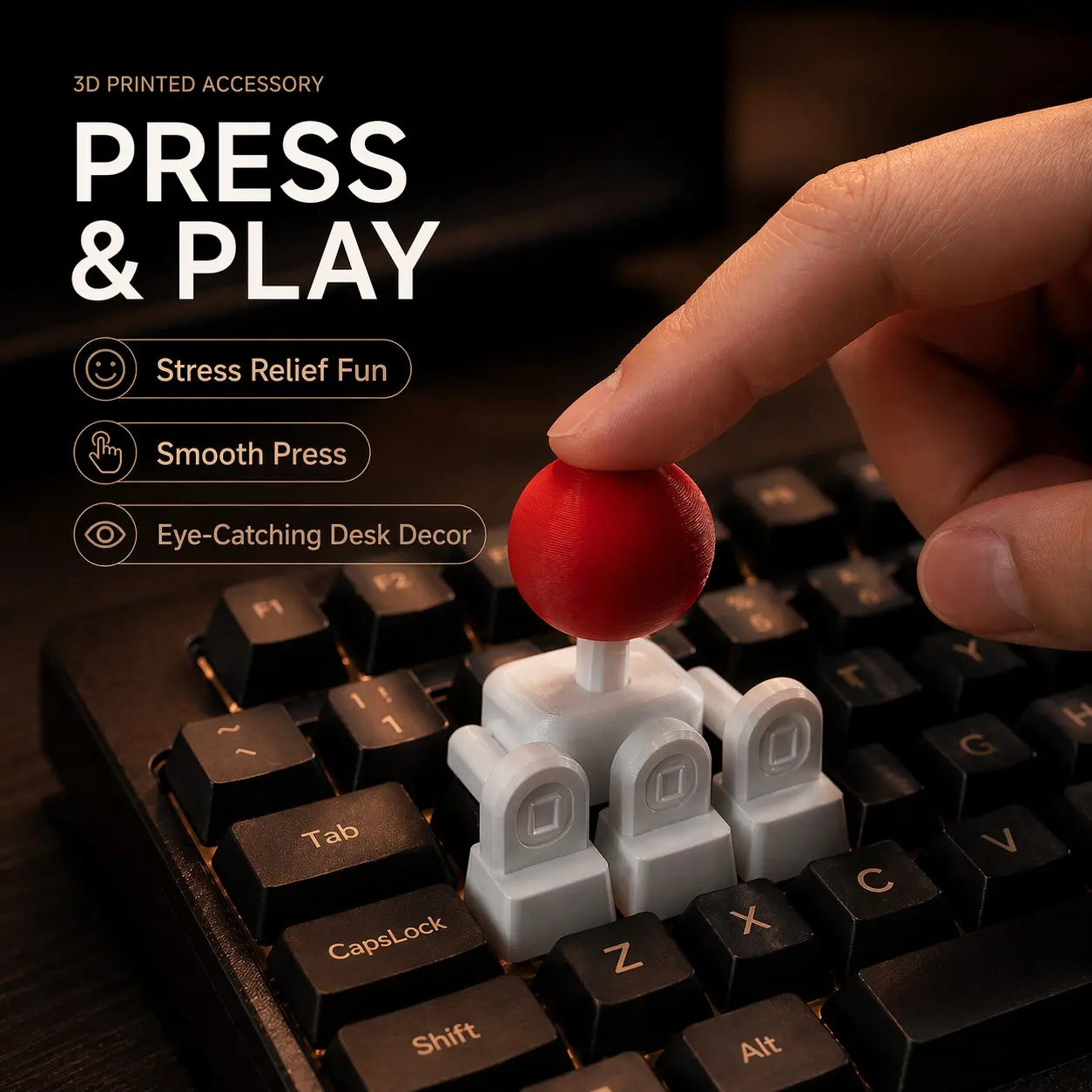 3D Printed Joystick Keycap for Mechanical Keyboard, Creative Stress Relief Desk Decor