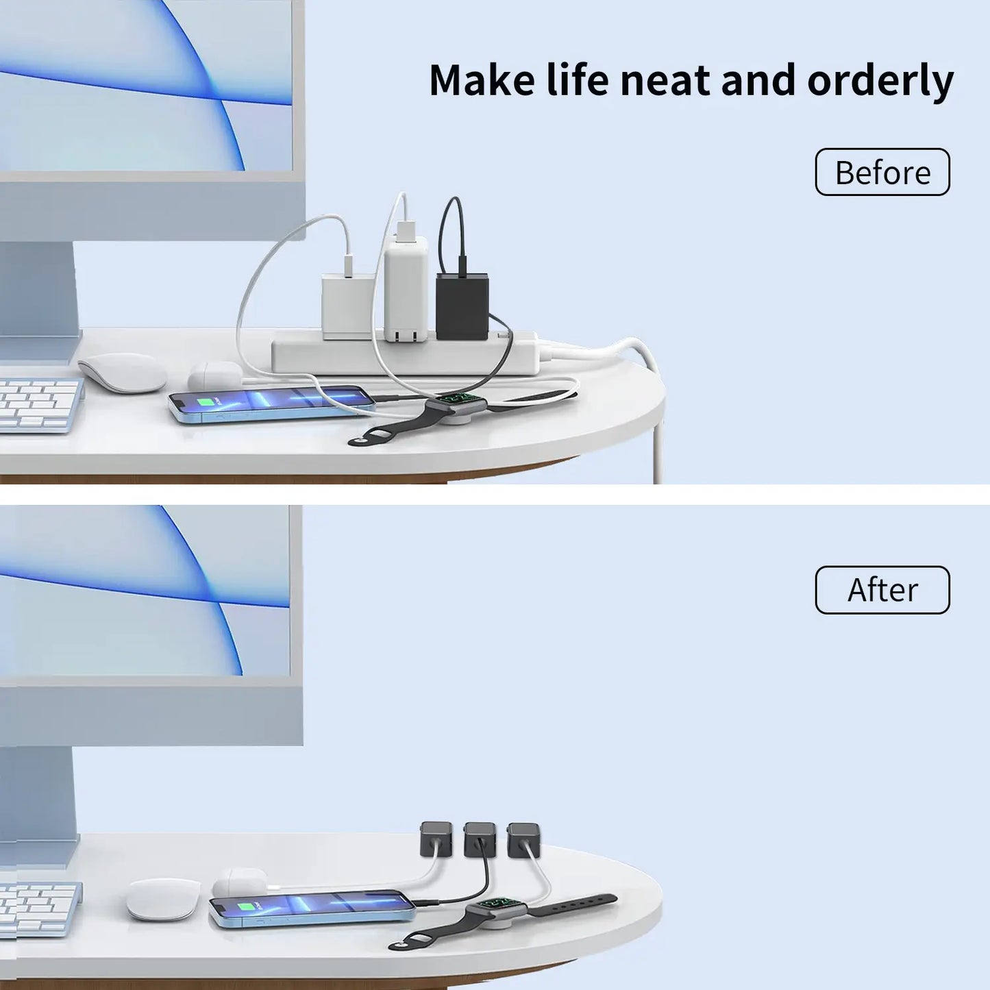 Magnetic Cable Organizer Set, 6 Pieces per Box Efficient Cable Management for Home, Office, Car, Desk and Nightstand