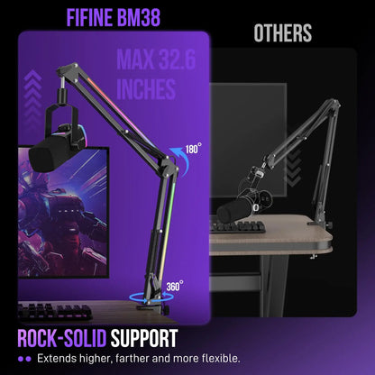 FIFINE BM38 RGB Microphone Boom Arm