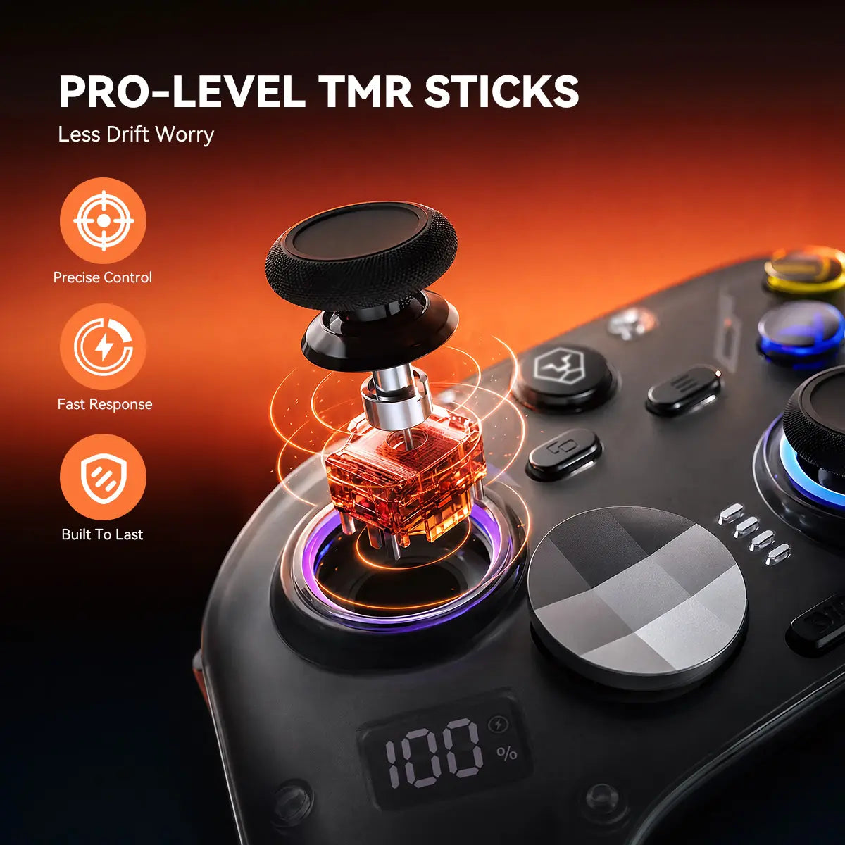 AOLION K30 Wireless Game Controller (Not for Playstation/Xbox) - TMR Anti-Drift Joysticks, Switchable ABXY Layout, Mechanical & Linear Trigger Modes, Dual-Height Thumbsticks, Compatible with Switch, PC, Ipad & Android