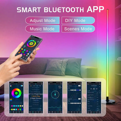 Smart RGB Floor Lamp with 16M Colors & Music Sync – App/Remote Controlled LED