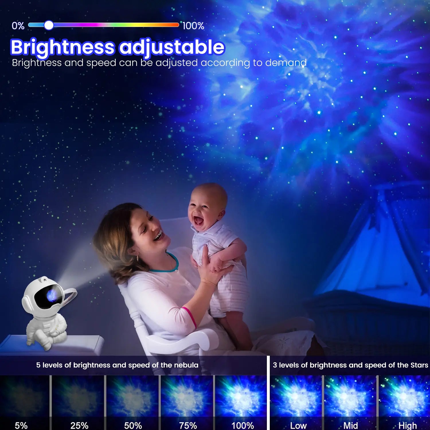 Astronaut Star Projector Galaxy Night Light