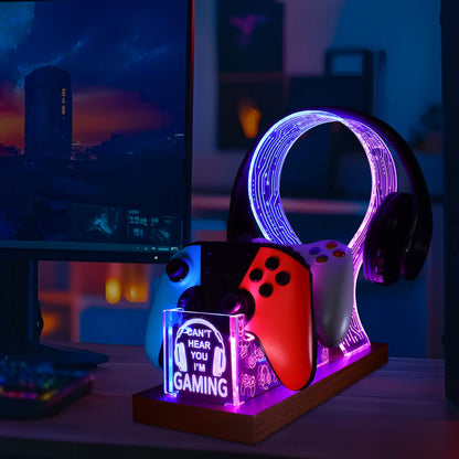 LED Gaming Headphone Stand with Controller Holder
