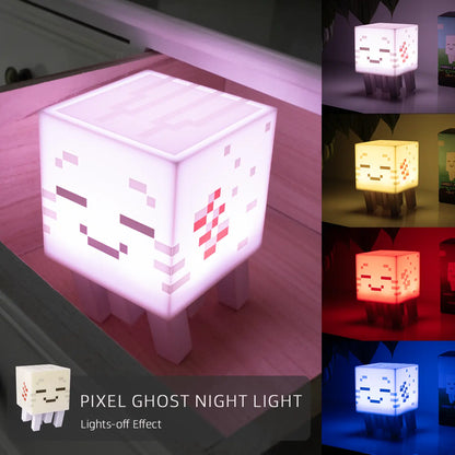 DIYCOM 3D Printed Pixel Ghost LED Night Light, Handmade Lamp with Four Solid Color Modes