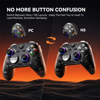 AOLION K30 Wireless Game Controller (Not for Playstation/Xbox) - TMR Anti-Drift Joysticks, Switchable ABXY Layout, Mechanical & Linear Trigger Modes, Dual-Height Thumbsticks, Compatible with Switch, PC, Ipad & Android