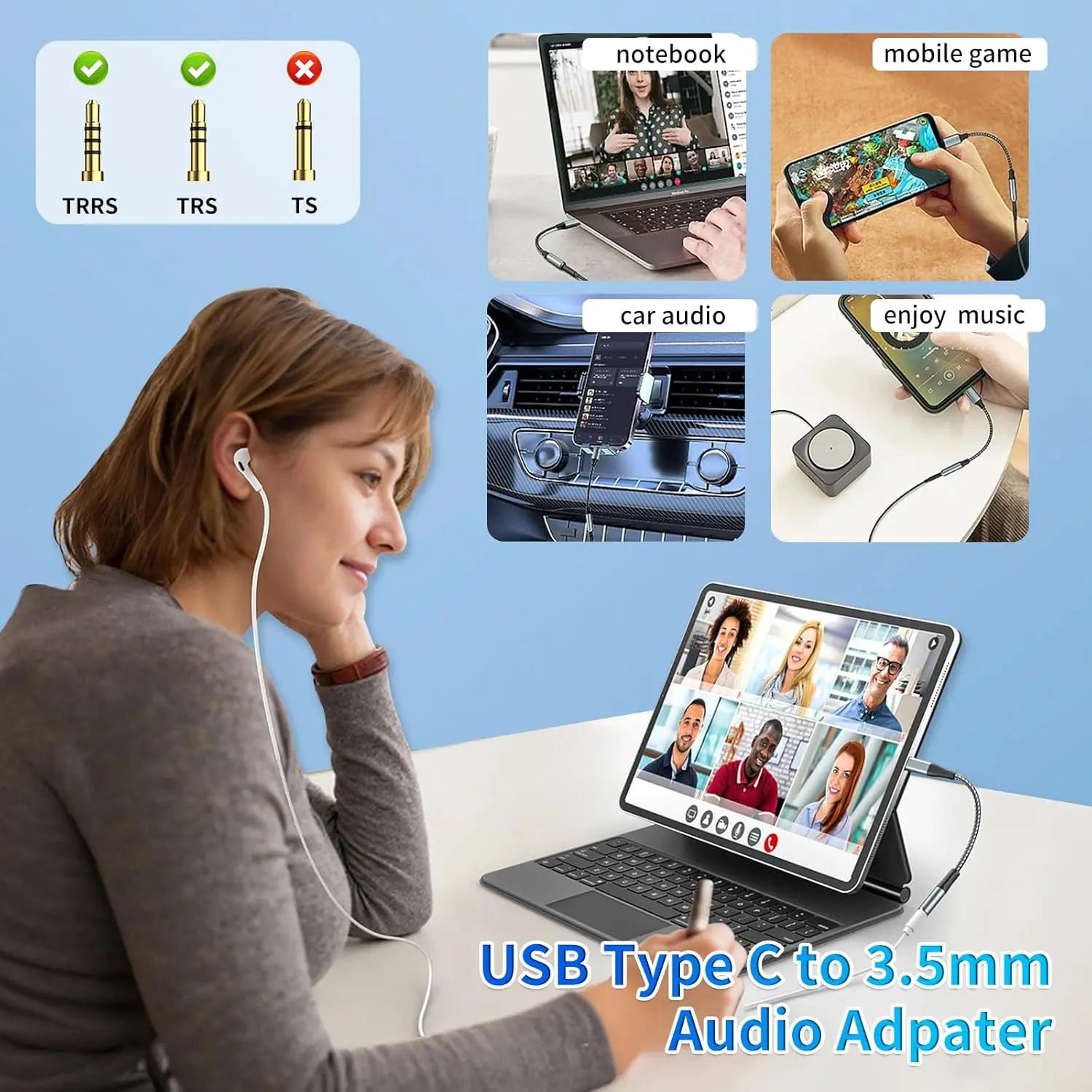 Usb C to 3.5Mm Aux to Usb C Adapte(2 Pack), Usb C to Aux Adapter Type C Hi-Fi Usb C to Headphone Jack Adapter for 17 Pro Max/17 Pro, 16/15 Pro Max, 16/15 Pro, Galaxy S24/S23/S22 Ultra, Ipad Pro