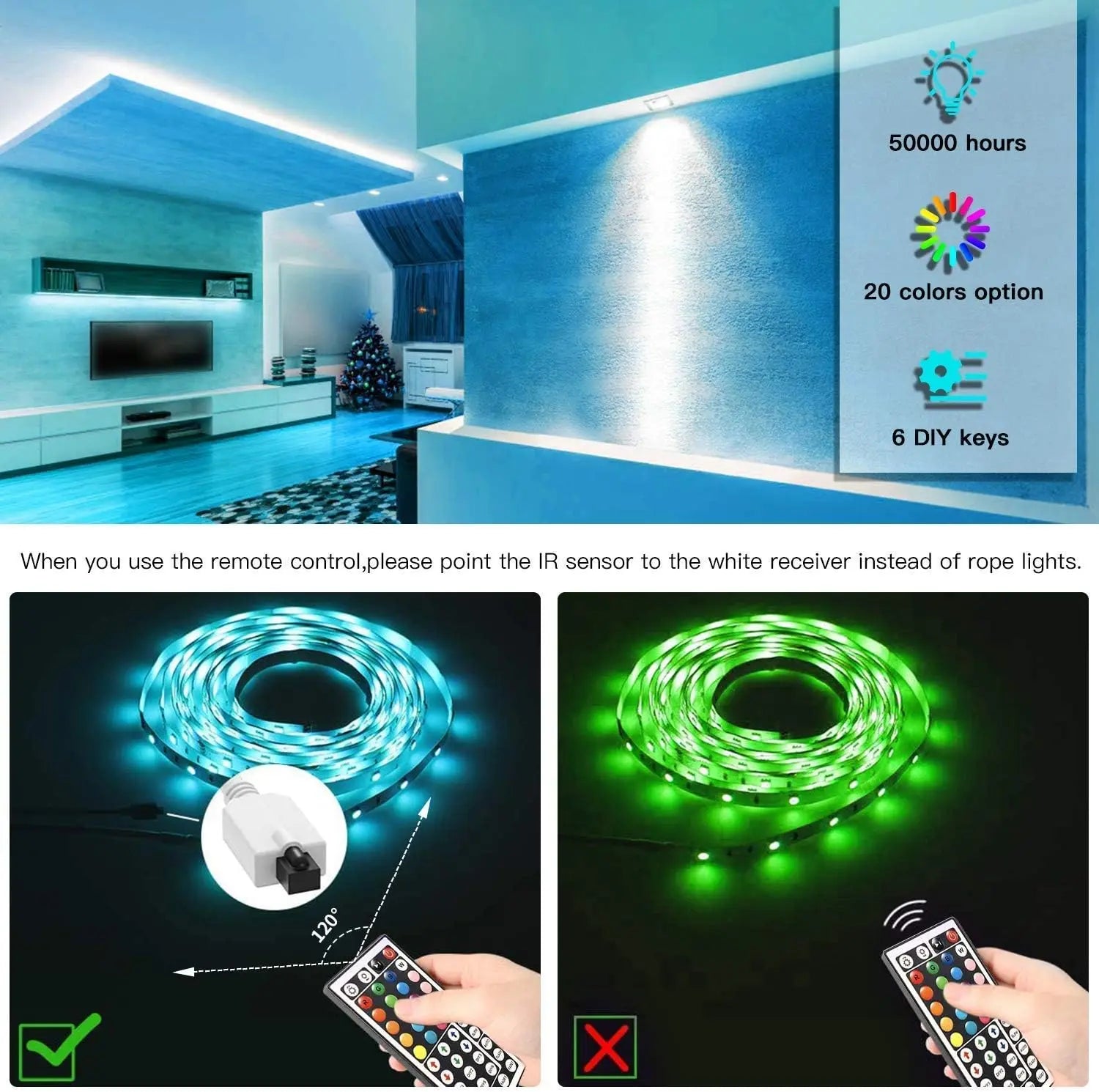 Happlee LED Strip Lights Smart with App Control Remote