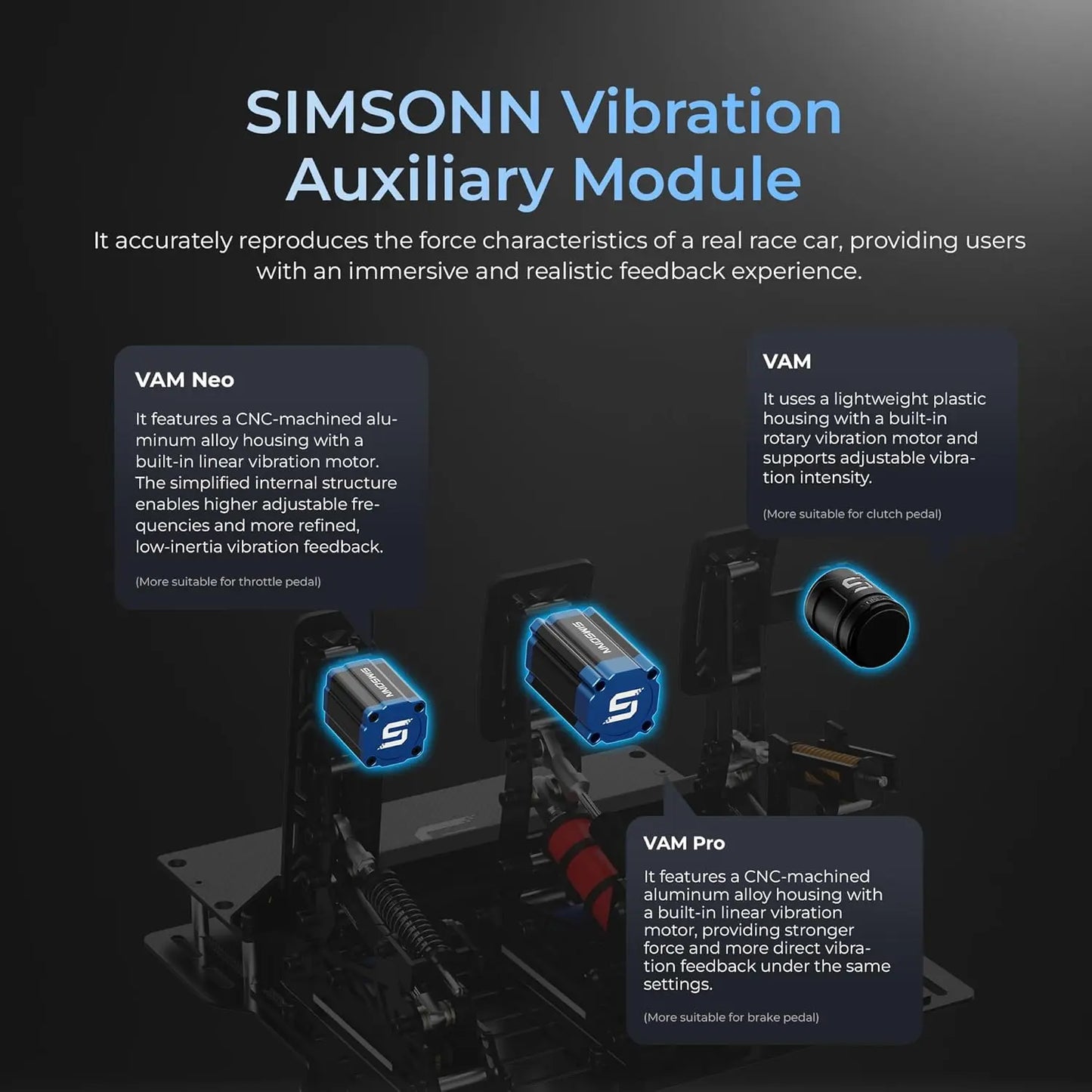SIMSONN PRO X Ultra Load Cell Hydraulic Sim Racing Pedals - Custom Adjustable Resistance Game Controller for PC, with Haptic Reactor Support (PRO X Ultra P3-H3)