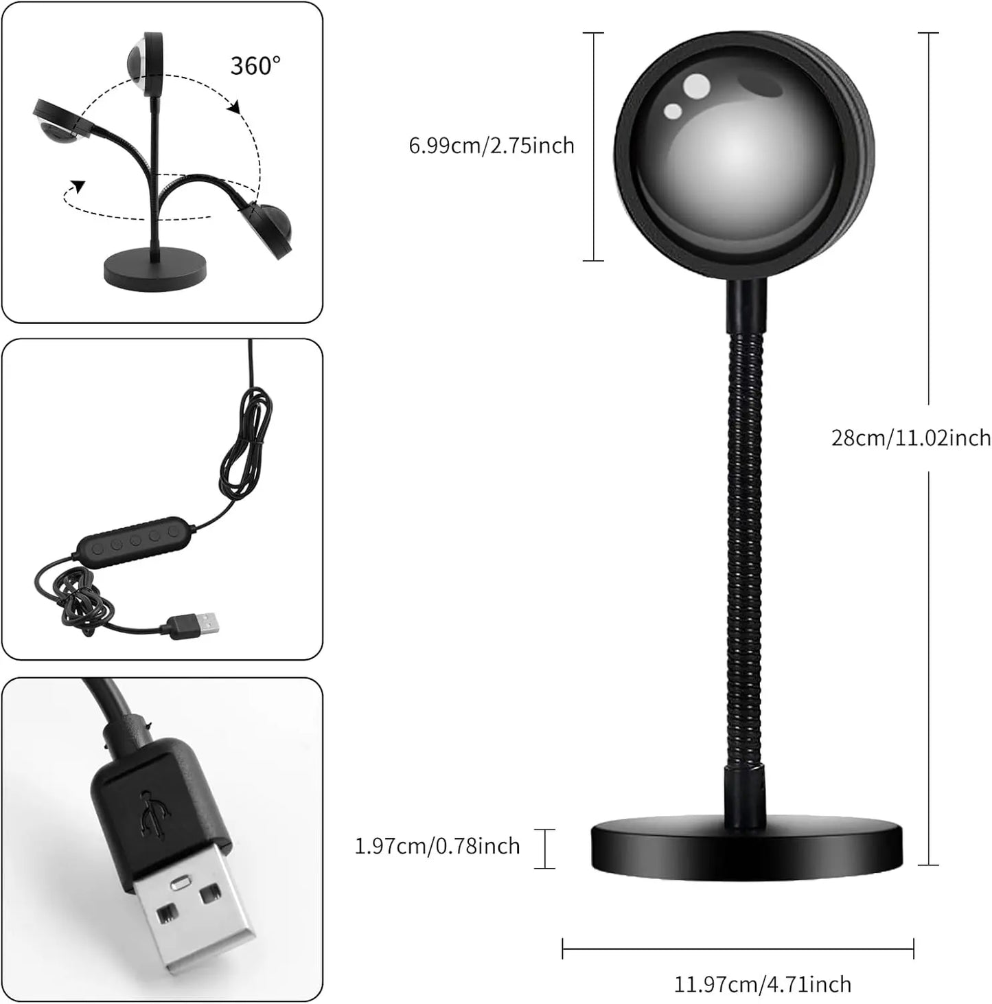 Sunset Lamp Projector with APP & Button Control