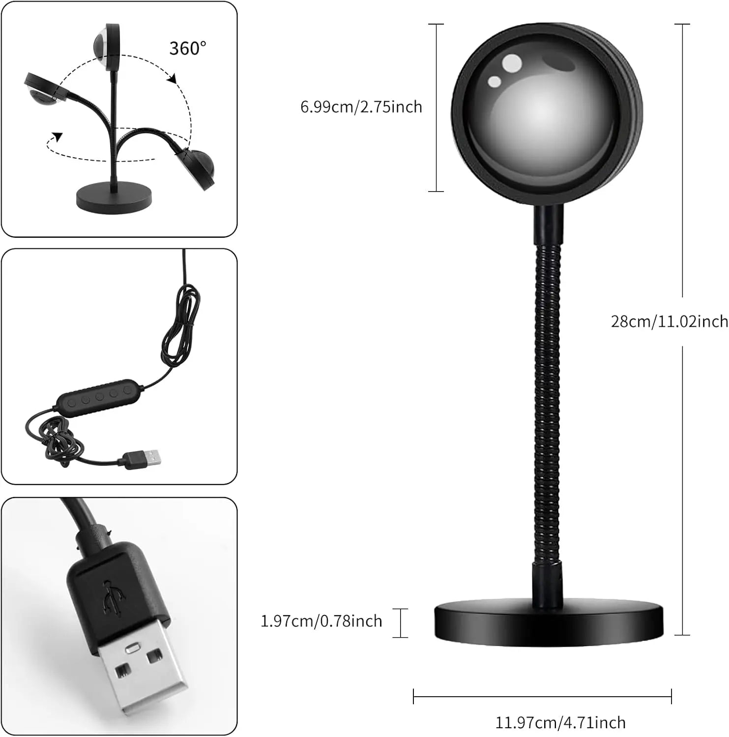 Sunset Lamp Projector with APP & Button Control
