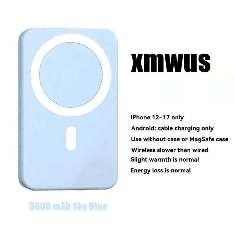 [Dealsforyoudays]5000Mah Magnetic Power Bank for Iphone 12–17 Series, Works Best with Magsafe Case or No Case, Portable Wireless Charger Summerwins