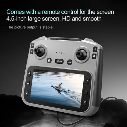 Professional GPS Drone with 4.5" HD LCD Controller, 3000M Remote Control Range, Brushless Motor, Optical Flow Positioning, Ultrasonic Altitude Hold, Surround Flight, One-Key Return, Christmas Gift for Adults & Beginners
