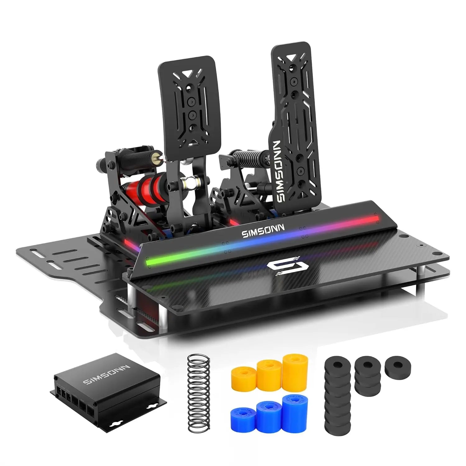 SIMSONN PRO X Ultra Load Cell Hydraulic Sim Racing Pedals - Custom Adjustable Resistance Game Controller for PC, with Haptic Reactor Support (PRO X Ultra P3-H3)