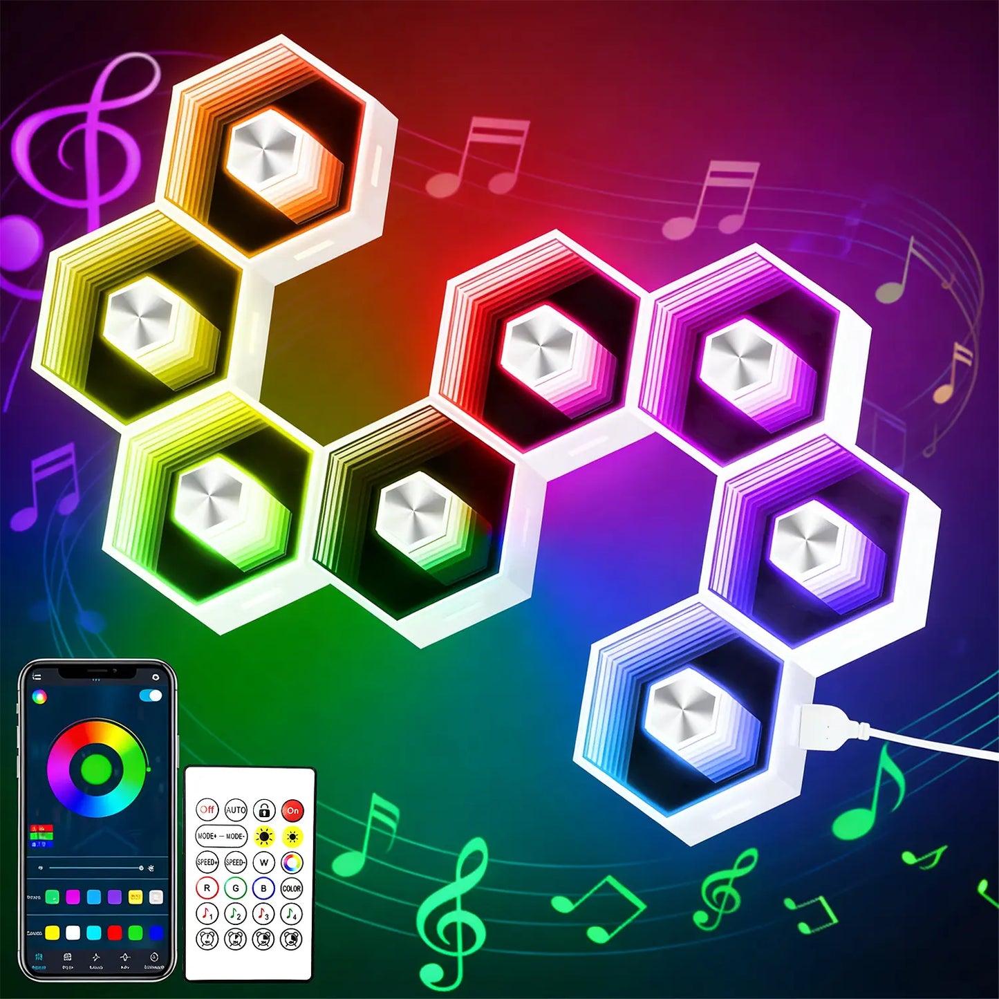 Yocrostar Hexagon LED Wall Lights - Smart app