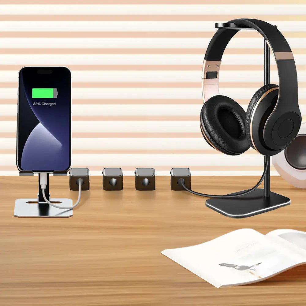 Magnetic Cable Organizer Set, 6 Pieces per Box Efficient Cable Management for Home, Office, Car, Desk and Nightstand