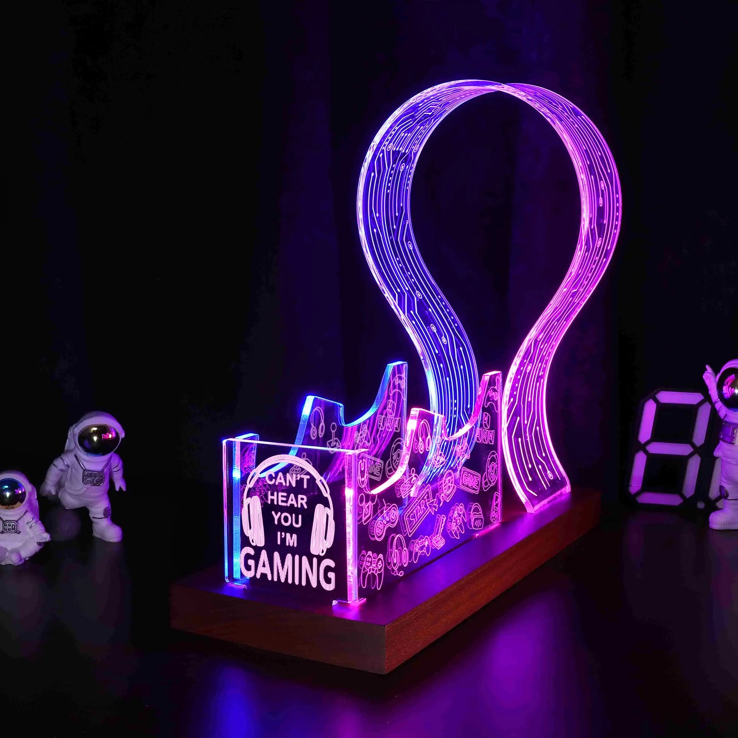 LED Gaming Headphone Stand with Controller Holder