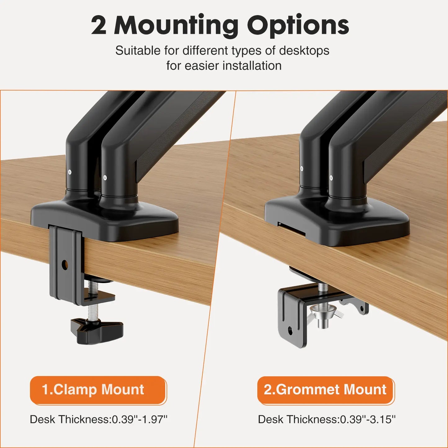 Monitor Stand - Adjustable Desk Mount Arm for 15-27 Inch Monitors