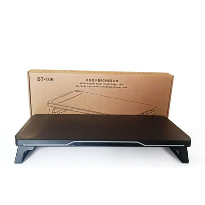 Monitor Stand with RGB Light, Monitor Riser with Keyboard Holder, Desktop Computer Stand, Desktop Storage Stand for Home Office, Dual Monitor Riser, Screen Stand