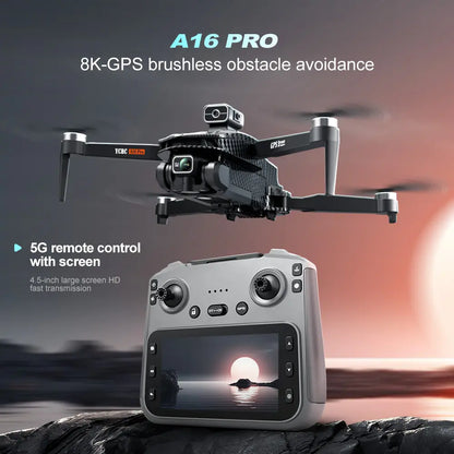 Professional GPS Drone with 4.5" HD LCD Controller, 3000M Remote Control Range, Brushless Motor, Optical Flow Positioning, Ultrasonic Altitude Hold, Surround Flight, One-Key Return, Christmas Gift for Adults & Beginners