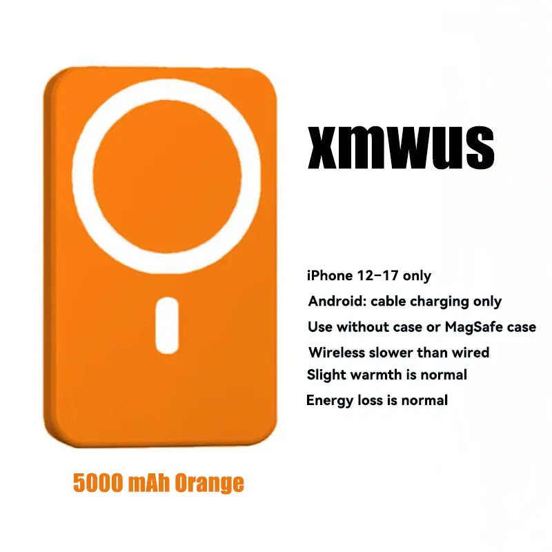 [Dealsforyoudays]5000Mah Magnetic Power Bank for Iphone 12–17 Series, Works Best with Magsafe Case or No Case, Portable Wireless Charger Summerwins