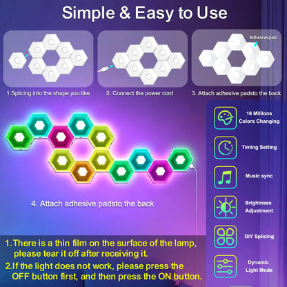 Yocrostar Hexagon LED Wall Lights - Smart app