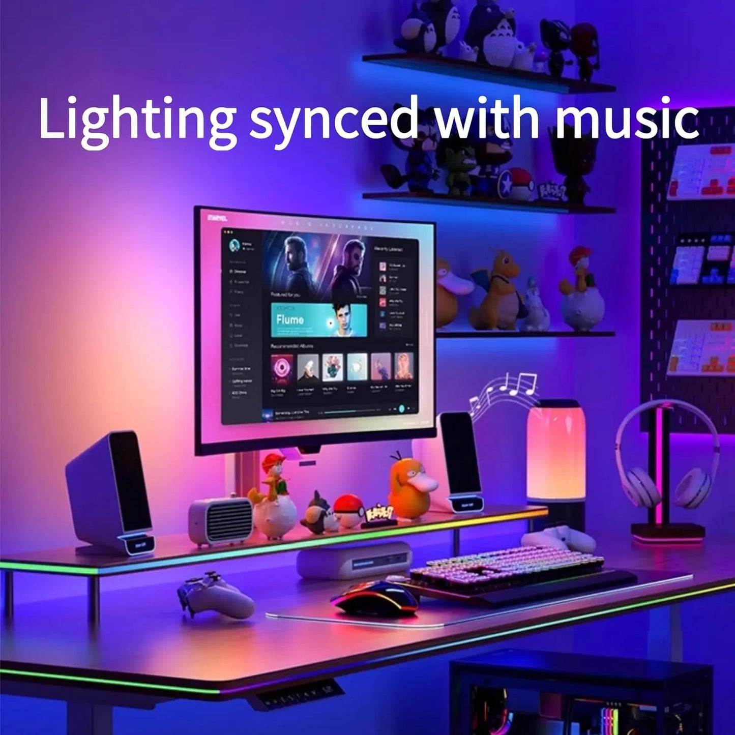 RGBIC LED Strip Light for Gaming, Smart App Control, Music Sync, USB Powered for PC Monitors