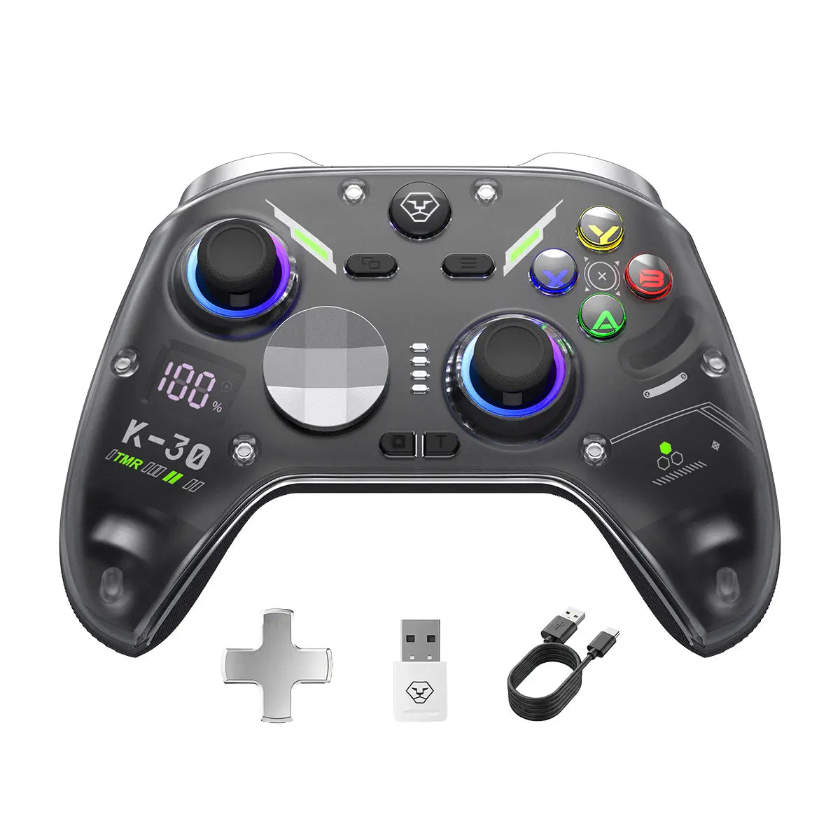 AOLION K30 Wireless Game Controller (Not for Playstation/Xbox) - TMR Anti-Drift Joysticks, Switchable ABXY Layout, Mechanical & Linear Trigger Modes, Dual-Height Thumbsticks, Compatible with Switch, PC, Ipad & Android