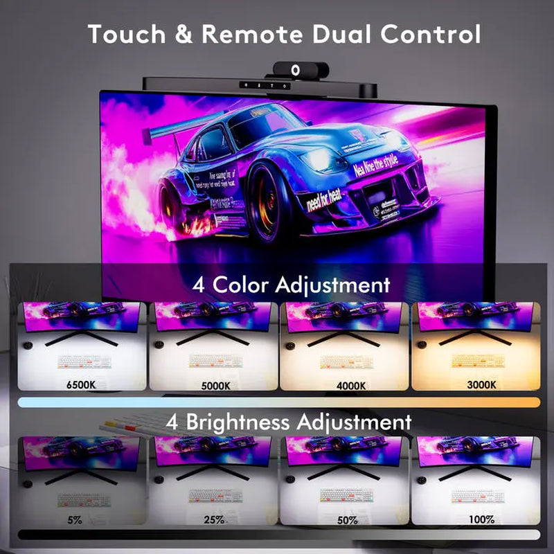 Curved Monitor Light Bar with Dual Control