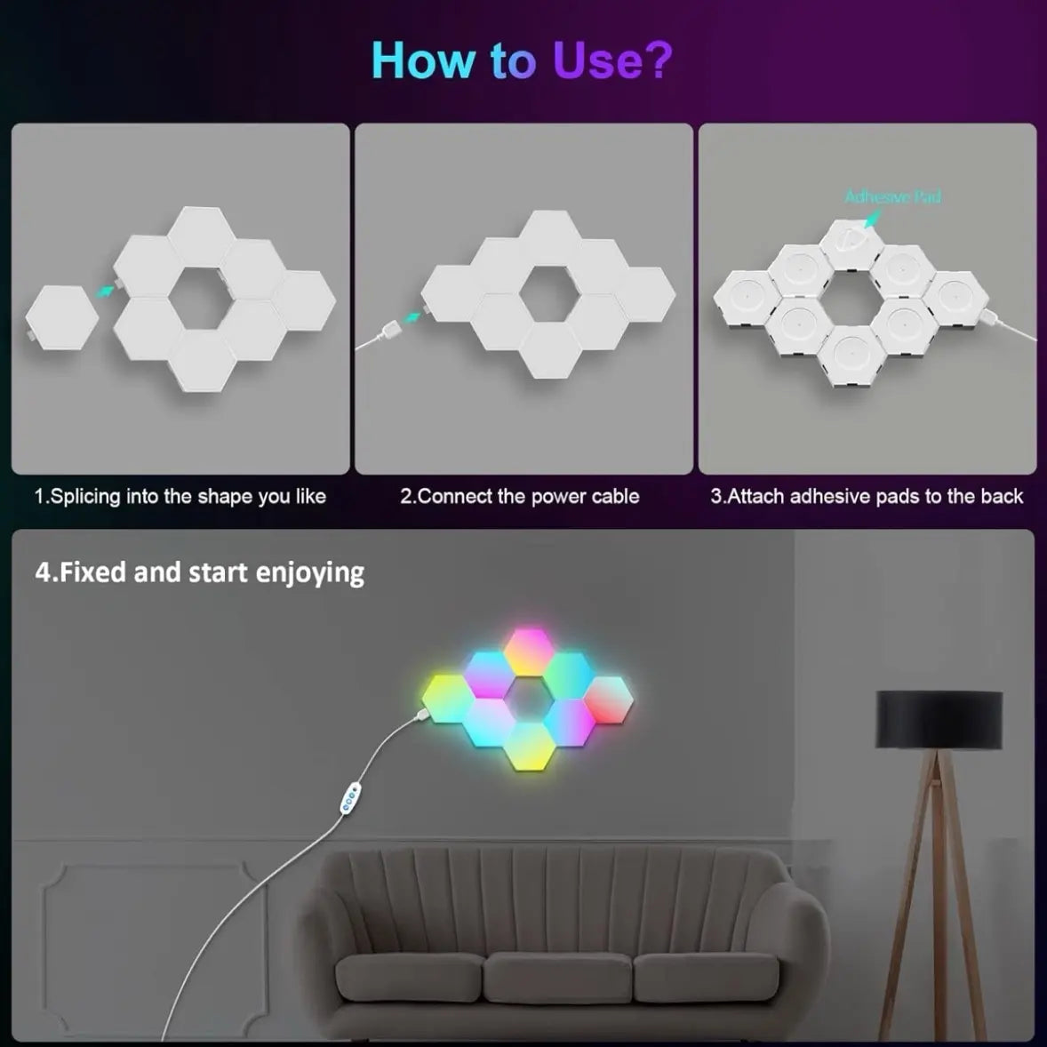 6-Pack Hexagon Lights with Remote