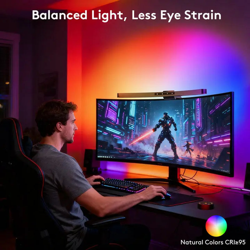 Curved Monitor Light Bar with Dual Control