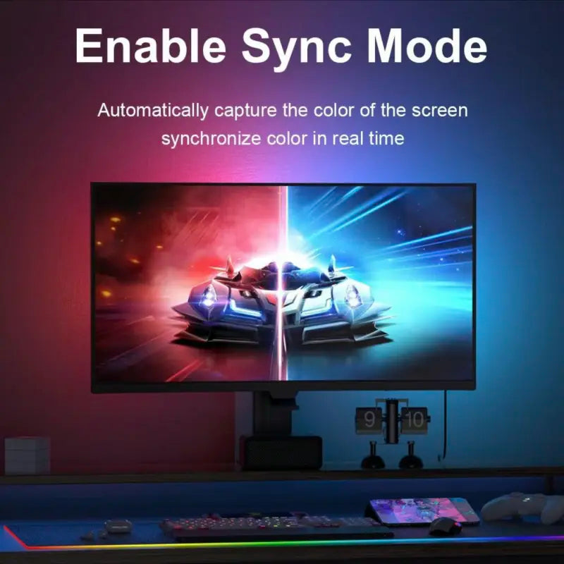 RGBIC LED Gaming Strip – Smart App Control, Music Sync, Usb-Powered for PC Monitors