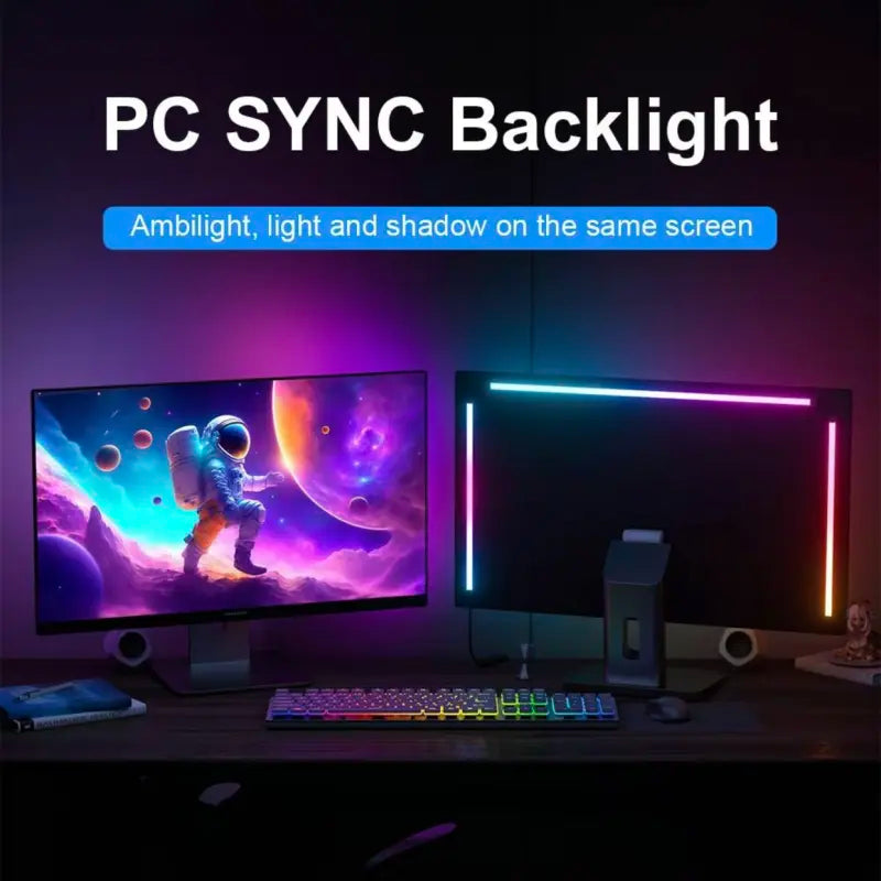RGBIC LED Gaming Strip – Smart App Control, Music Sync, Usb-Powered for PC Monitors