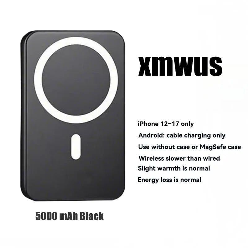 [Dealsforyoudays]5000Mah Magnetic Power Bank for Iphone 12–17 Series, Works Best with Magsafe Case or No Case, Portable Wireless Charger Summerwins