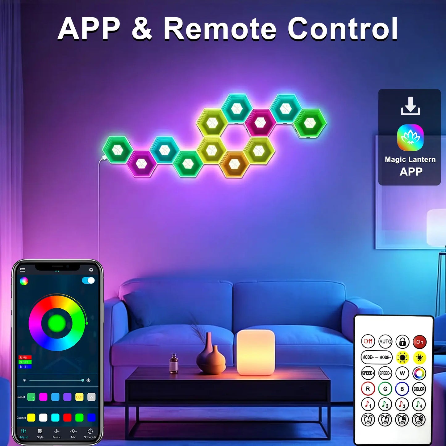 Yocrostar Hexagon LED Wall Lights - Smart app