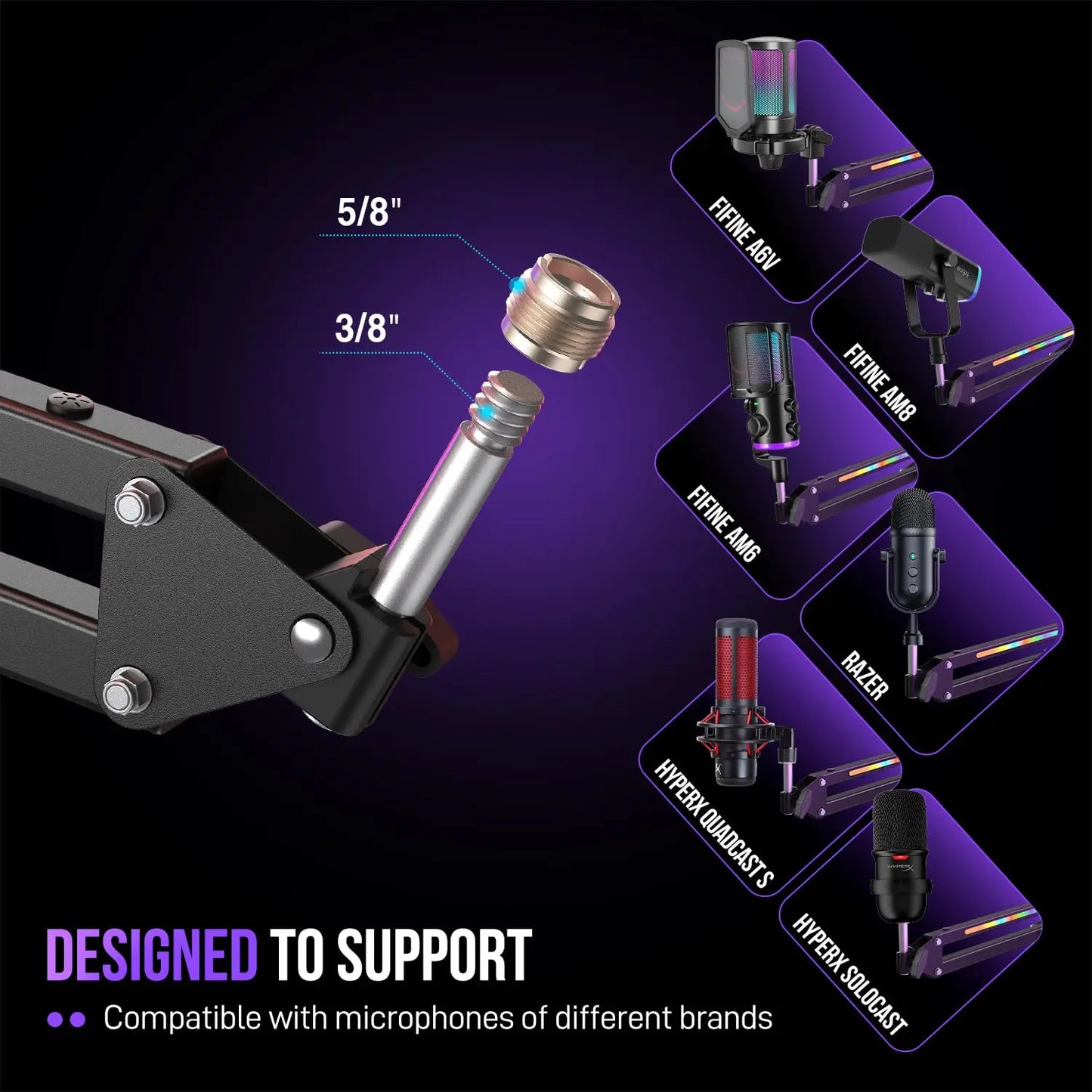 FIFINE BM38 RGB Microphone Boom Arm