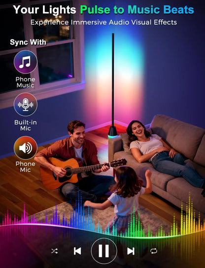 Smart RGB LED Corner Floor Lamp,172 Leds Bright Standing Lamps for Living Room with APP and Remote