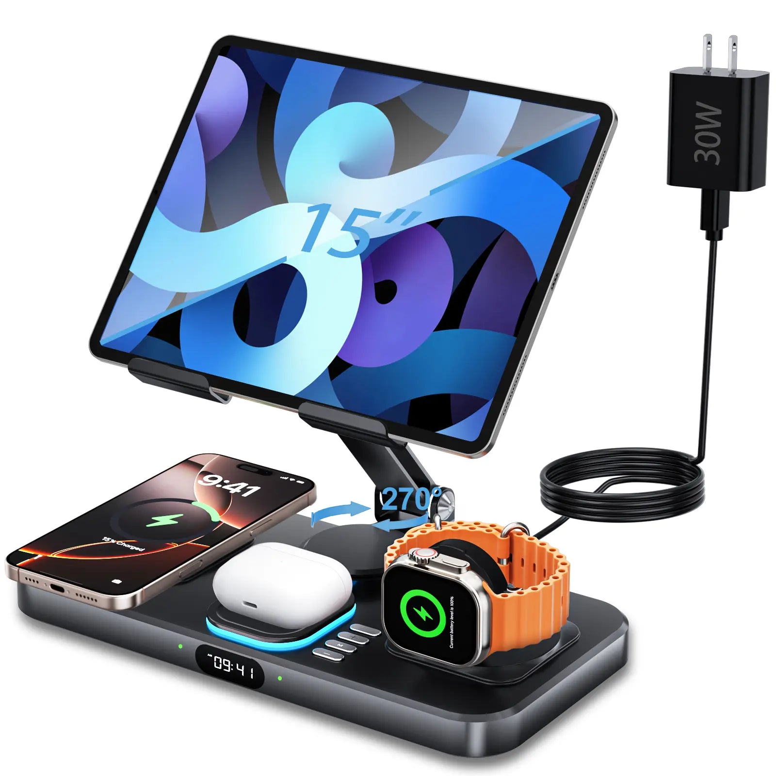 Wireless Charger 6 in 1 Wireless Charging Station for Multiple Devices