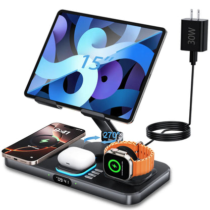Wireless Charger 6 in 1 Wireless Charging Station for Multiple Devices