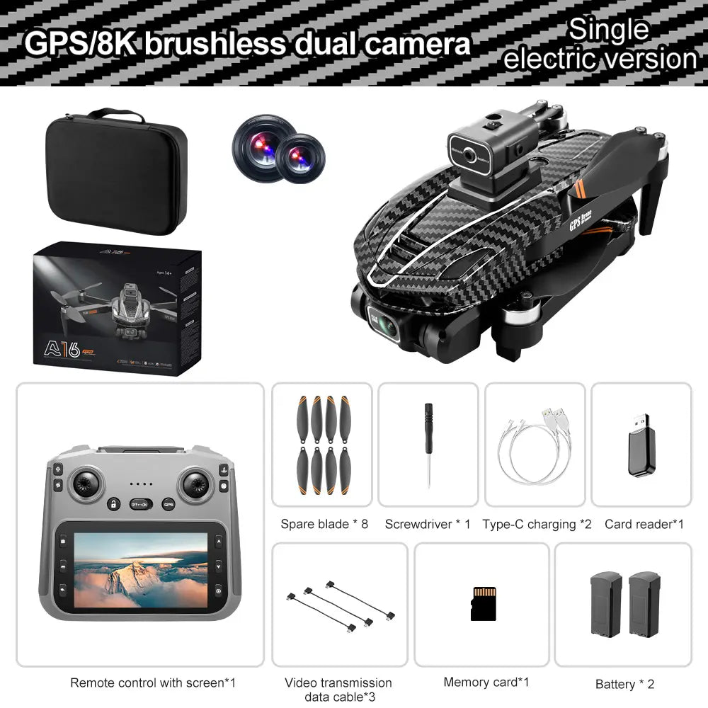 Professional GPS Drone with 4.5" HD LCD Controller, 3000M Remote Control Range, Brushless Motor, Optical Flow Positioning, Ultrasonic Altitude Hold, Surround Flight, One-Key Return, Christmas Gift for Adults & Beginners