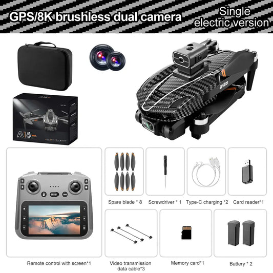 Professional GPS Drone with 4.5" HD LCD Controller, 3000M Remote Control Range, Brushless Motor, Optical Flow Positioning, Ultrasonic Altitude Hold, Surround Flight, One-Key Return, Christmas Gift for Adults & Beginners