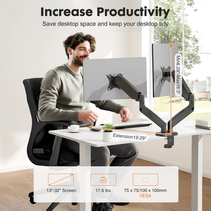 Sweet Furniture F Monitor Stand - Adjustable Desk Mount Arm for 15 - 27 Inch Monitors