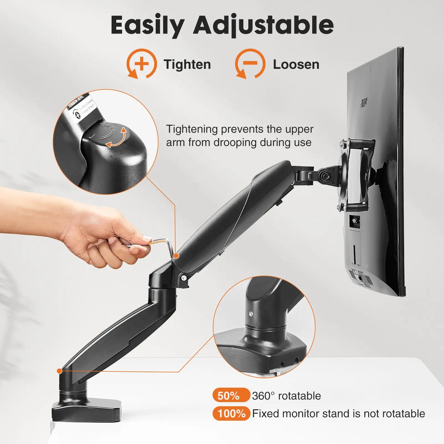 Sweet Furniture F Monitor Stand - Adjustable Desk Mount Arm for 15 - 27 Inch Monitors